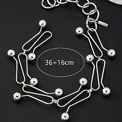 Iron S-shape Link Chain Choker Necklaces with Round Ball for Women&nbsp;WGD5438-01
