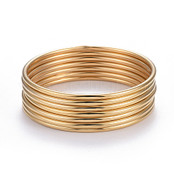 Ion Plating(IP) 7Pcs Fashion 304 Stainless Steel Plain Bangles&nbsp;BJEW-L664-022B-G01