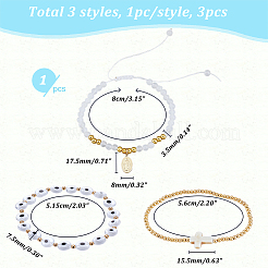 3Pcs 3 Style Rosary Bracelets Set with Virgin Mary Charm&nbsp;BJEW-AR0001-04