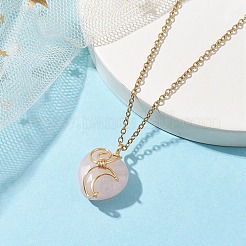 Natural & Synthetic Mixed Gemstone Heart Pendant Necklaces&nbsp;NJEW-JN04683