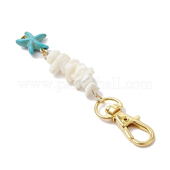 Natural White Mother of Pearl Shell & Synthetic Turquoise Starfish Pendant Decorations&nbsp;X-HJEW-JM02986