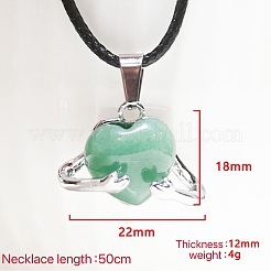 Natural Green Aventurine Heart with Metal Hands Pendant Necklaces&nbsp;FX8013-7