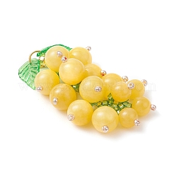Dyed Natural Yellow Jade & Glass Seed Beaded Grape Pendants&nbsp;PALLOY-MZ00872-03