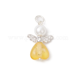 7Pcs Frosted Transparent Acrylic & Glass Pearl Pendants&nbsp;PALLOY-JF04175-02
