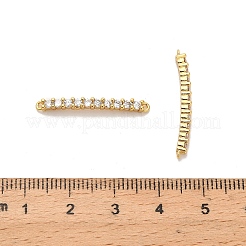 Brass Micro Pave Clear Cubic Zirconia Curved Rectangle Connector Charms&nbsp;KK-H515-14G