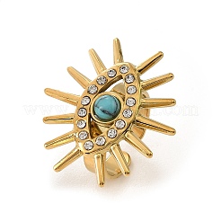 304 Stainless Steel Rhinestone Cuff Open Rings&nbsp;RJEW-H269-04G