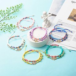 Handmade Polymer Clay Heishi Beads Stretch Bracelets Set&nbsp;BJEW-JB07349
