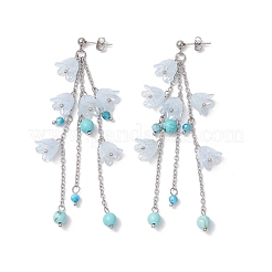 Acrylic Flower Tassel Stud Earrings&nbsp;EJEW-TA00648-02