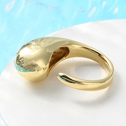 Rack Plating Brass Teardrop Open Cuff Ring for Women&nbsp;RJEW-A016-03G