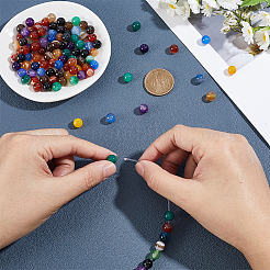 120Pcs 8 Colors Dyed Natural Banded Agate Beads&nbsp;G-ME0001-31