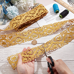 4M Iron on/Sew on Polyester Flower Lace Ribbon&nbsp;OCOR-WH0088-48B