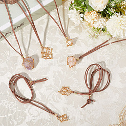 6Pcs 3 Styles Crystal Holder Cage Necklace&nbsp;MAK-SC0001-41G
