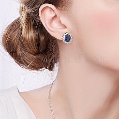 Cubic Zirconia Oval Pendant Necklace & Link Bracelet & Cuff Ring & Stud Earrings&nbsp;SJEW-SZC0001-01C