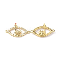 Rack Plating Brass Micro Pave Clear Cubic Zirconia Connector Charms&nbsp;KK-K165-40G