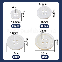 44Pcs 4 Style Natural Freshwater Shell Buttons&nbsp;BUTT-NB0001-68