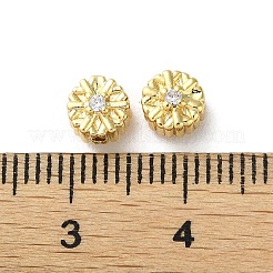 Brass Micro Pave Clear Cubic Zirconia Beads&nbsp;KK-P256-12G