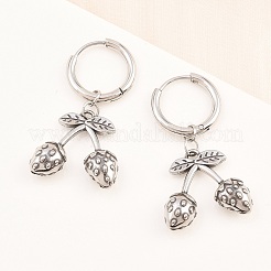316 Surgical Stainless Strawberry Hoop Earrings&nbsp;EJEW-C160-11B