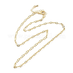 3MM Brass Textured Oval Link Chain Necklaces for Women Men&nbsp;NJEW-F355-01G