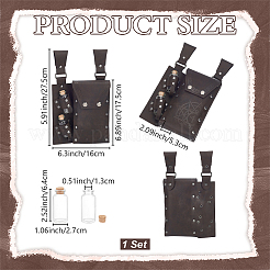 Rectangle PU Leather Medieval Waist Belt Bag with 2Pcs Glass Potion Bottles&nbsp;AJEW-WH0696-581B