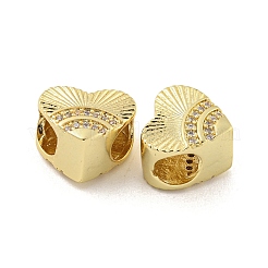 Rack Plating Brass Micro Pave Clear Cubic Zirconia European Beads&nbsp;KK-P270-16G