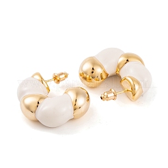 C-Shaped Brass Enamel Stud Earrings for Women&nbsp;EJEW-G391-19G-04