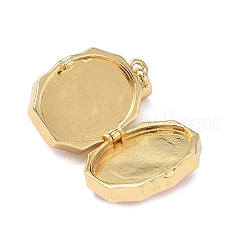 Oval with Butterfly Brass Enamel Locket Pendants&nbsp;KK-P334-18G-01