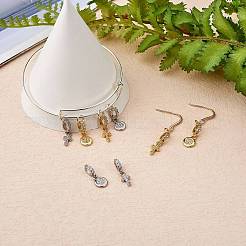 8Pcs 4 Styles Brass Micro Pave Clear Cubic Zirconia European Dangle Charms&nbsp;ZIRC-SZ0004-30