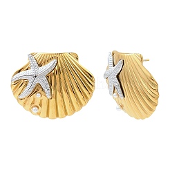 Two Tone 304 Stainless Steel Stud Earrings&nbsp;EJEW-D361-02GP