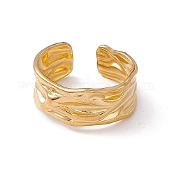 Ion Plating(IP) 304 Stainless Steel Twist Wave Open Cuff Ring for Women&nbsp;X-RJEW-C045-22G