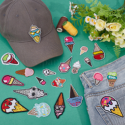 42Pcs 2 Sets Ice Cream Polyester Embroider Thread Iron on/Sew On Patches&nbsp;PATC-AR0001-23