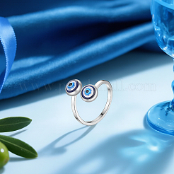 4Pcs 2 Colors Adjustable Stainless Steel and Resin Cuff Rings for Women&nbsp;RJEW-GO0001-11