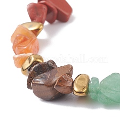Natural & Synthetic Mixed Gemstone Chips Braided Bead Bracelet&nbsp;BJEW-JB08079