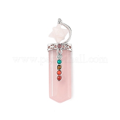 Chakra Themed Natural Rose Quartz Big Pendants&nbsp;G-L524-12P-01