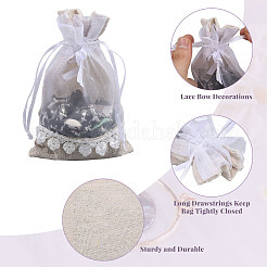Burlap & Organza Storage Pouches&nbsp;ABAG-WH0040-13