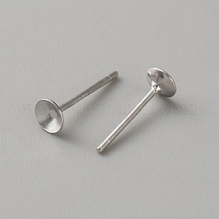 925 Sterling Silver Stud Earring Settings&nbsp;STER-WH0007-09C-P