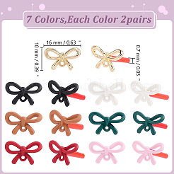 28Pcs 7 Colors Bowknot Spray Paint Alloy Stud Earring Findings&nbsp;FIND-ME0003-95
