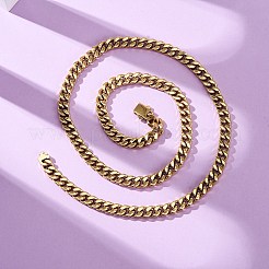 7MM 304 Stainless Steel Cuban Link Chain Necklaces for Unisex&nbsp;NJEW-K295-01A-G