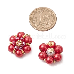 Glass Seed Beads Flower Stud Earrings&nbsp;EJEW-MZ00349