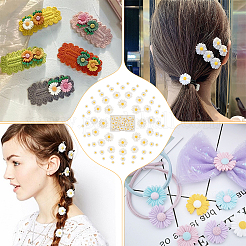 100Pcs 4 Styles Flatback Hair & Costume Accessories Ornaments Resin Flower Daisy Cabochons&nbsp;CRES-NB0001-37B