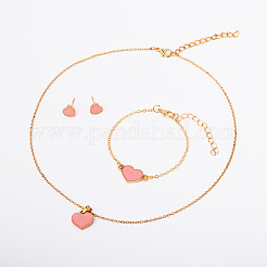 Heart Alloy Enamel Link Bracelets & Stud Earrings & Pendant Necklaces for Women&nbsp;FS-WG7E308-04