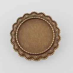 Vintage Alloy Flower Brooch Cabochon Bezel Settings&nbsp;X-PALLOY-O038-29AB-NF