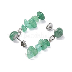 Natural Green Aventurine Dangle Stud Earrings&nbsp;EJEW-JE06371-02