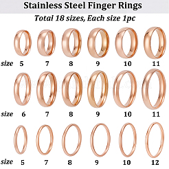 18Pcs 18 Styles Stainless Steel Finger Rings&nbsp;RJEW-SC0001-36RG
