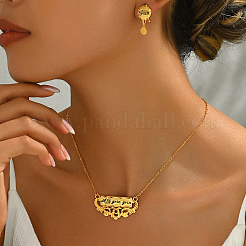 Alloy Hollow Rectangle with Word Stud Earrings & Pendant Necklaces Sets for Women&nbsp;RS2202