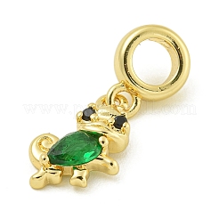Rack Plating Brass Micro Pave Clear Cubic Zirconia European Dangel Pendants&nbsp;KK-Z067-30G