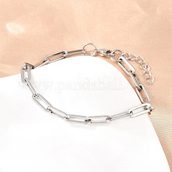 304 Stainless Steel Link Paperclip Chain Bracelet & Necklace Jewelry Sets&nbsp;SJEW-L199-05P