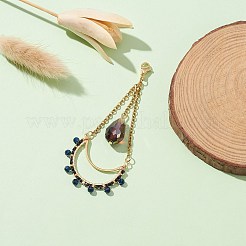 Teardrop Glass Seed & Synthetic Spinel Beads Pendant Decorations&nbsp;HJEW-MZ00024-03