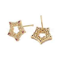 Cubic Zirconia Hollow Star Stud Earrings&nbsp;KK-O142-48G