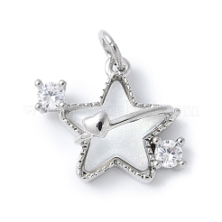Brass Micro Pave Cubic Zirconia and Glass Pendants&nbsp;KK-F892-47P