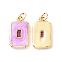 Rectangle Brass Micro Pave Cubic Zirconia Pendants&nbsp;KK-G435-05G